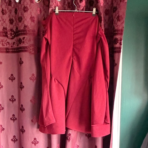 Elegant Red Women's Long sleeve Plunging Neckline Mini Dress Size X-Large - Picture 6 of 6